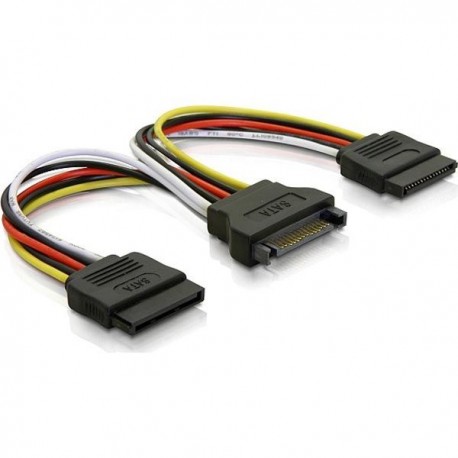 Y-virta adapteri 15-pin SATA-virtaan 2x kiintolevylle, 10cm