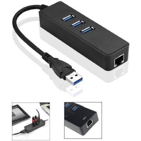 MicroConnect USB 3.0 HUB w. Gigabit Ethernet