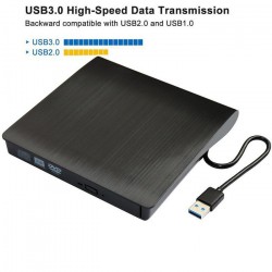 CoreParts DVD RW External Drive SATA interface USB3.0 Single cable for both power and data, Black Color