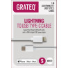 GRATEQ MFI LIGHTNING USB-C KAAPELI PD 1M