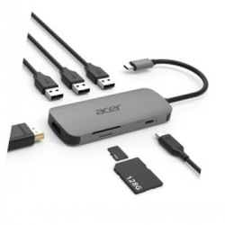 ACER TYPE C 7 IN 1 DONGLE HDMI,DP,3XUSB-A,USB-C,TF,SD,POWER DELIVERY 100W