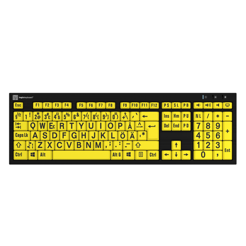 LargePrint Black on Yellow - PC Nero Slimline isofonttinen näppäimistö