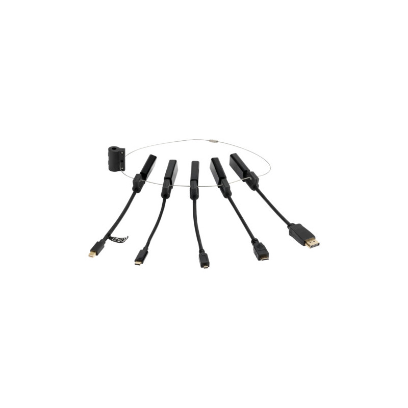 Modulaarinen HDMI-sovitinrengas, USB-C, DP, Mini DP, Mini HDMI ja Micro HDMI, musta