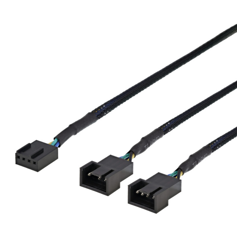 Splitter  PWM tuulettimille, 4-pin to 2x4-pin fe, musta