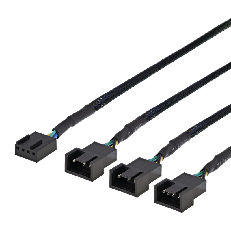 Splitter PWM tuulettimille, 4-pin to 3x4-pin fe, musta