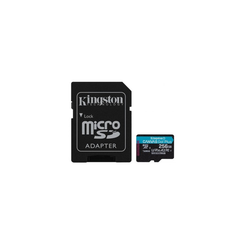 KINGSTON 256GB CANVAS GO! PLUS MICROSD CL10 UHS-I U3 W ADAPTER