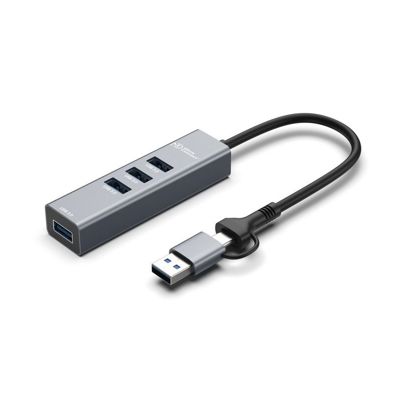 MicroConnect USB 3.0 Hub 4-Port with USB-C & A connectors, 5Gbps, 0,15m