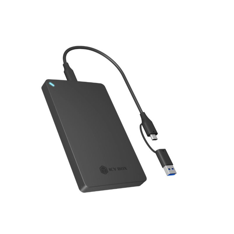 External 2.5" SATA enclosure, USB 3.2 Gen 2, toolless, plastic, black