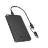 External 2.5" SATA enclosure, USB 3.2 Gen 2, toolless, plastic, black