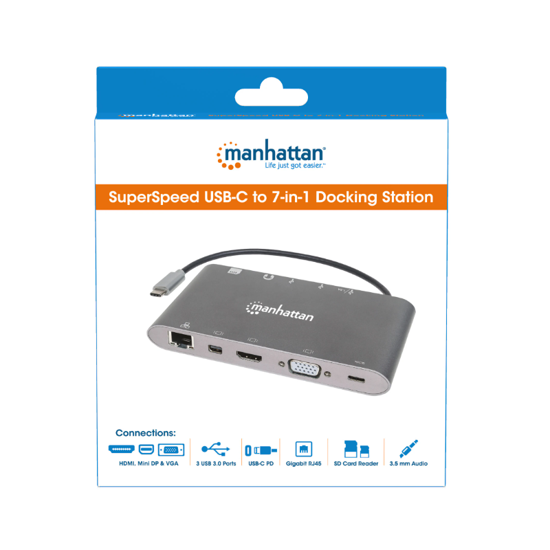 Manhattan SuperSpeed USB-C to 7-in-1 Telakka