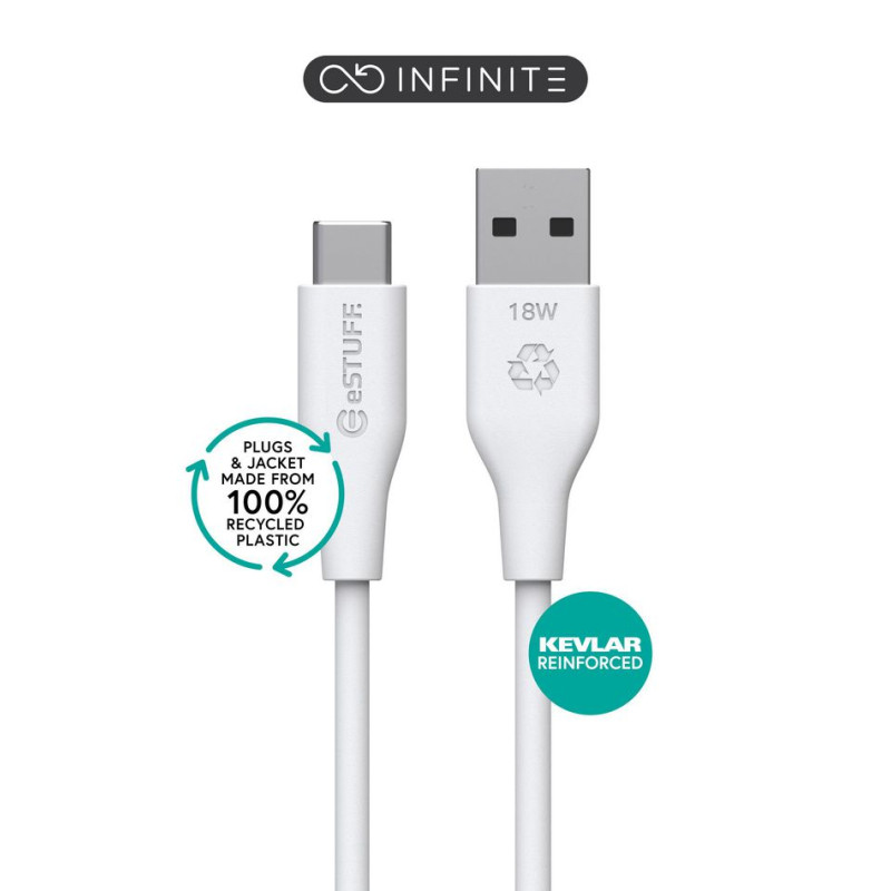 eSTUFF INFINITE Super Soft USB-C - USB-A Kaapeli 2m
