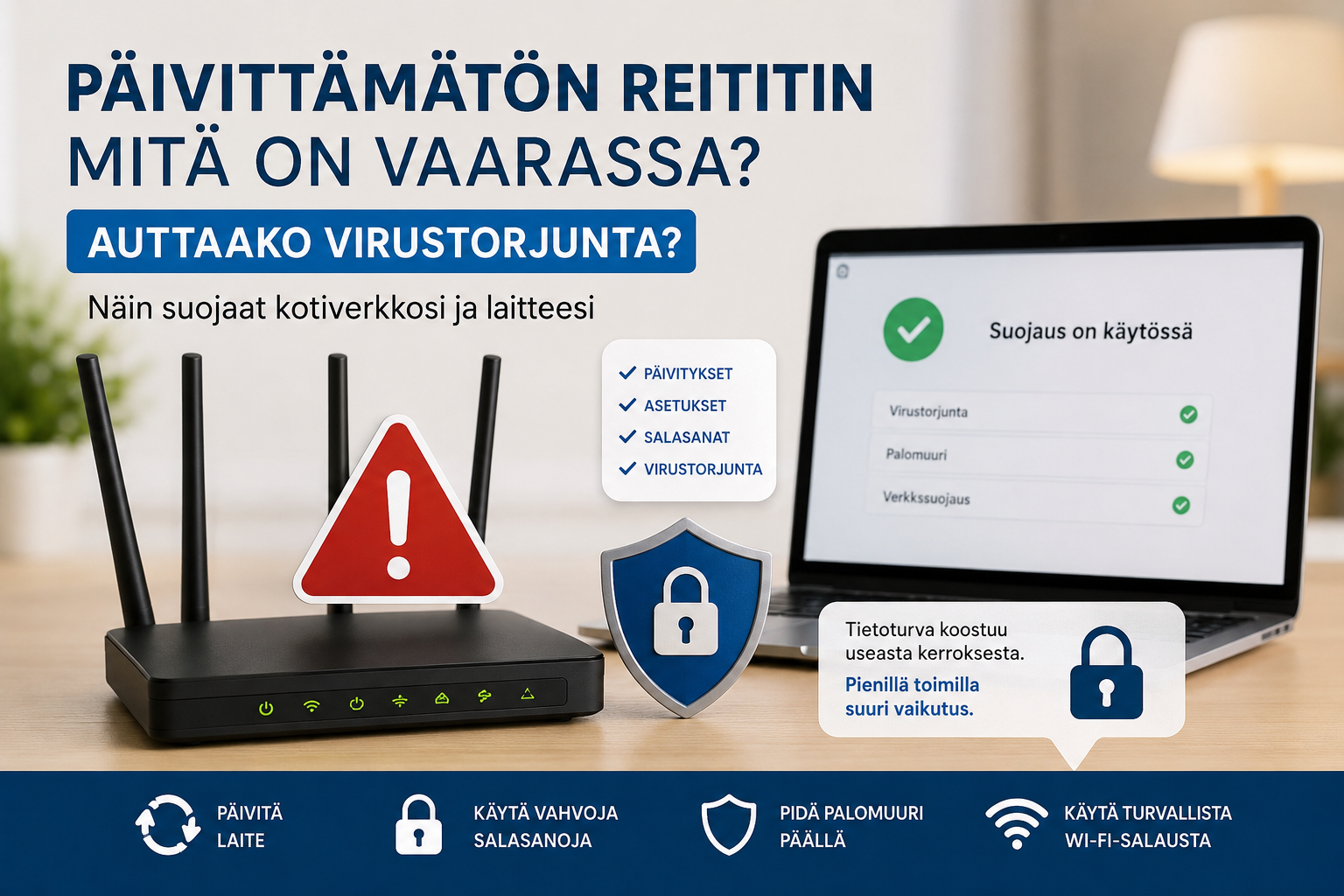 Päivittämätön verkkolaite – mitä on vaarassa ja auttaako tietokoneen virustorjunta?