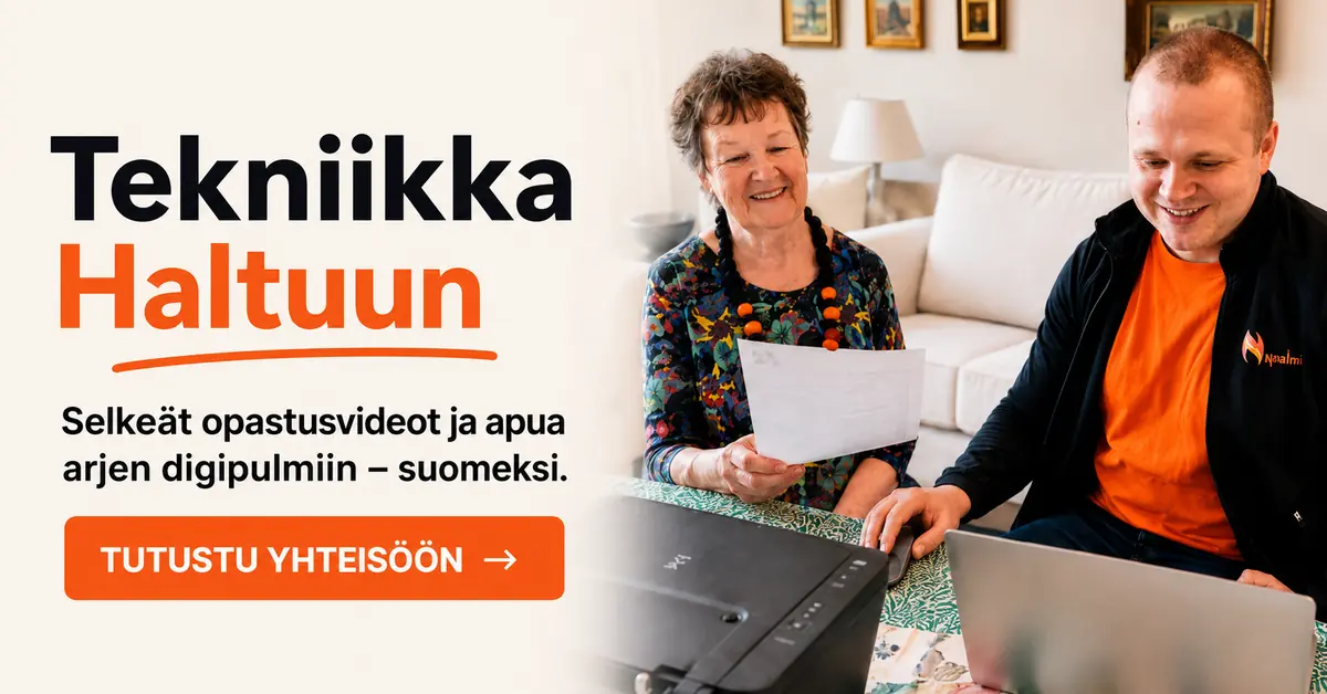 Tekniikka Haltuun – selkeät opastusvideot ja apua arjen digipulmiin suomeksi