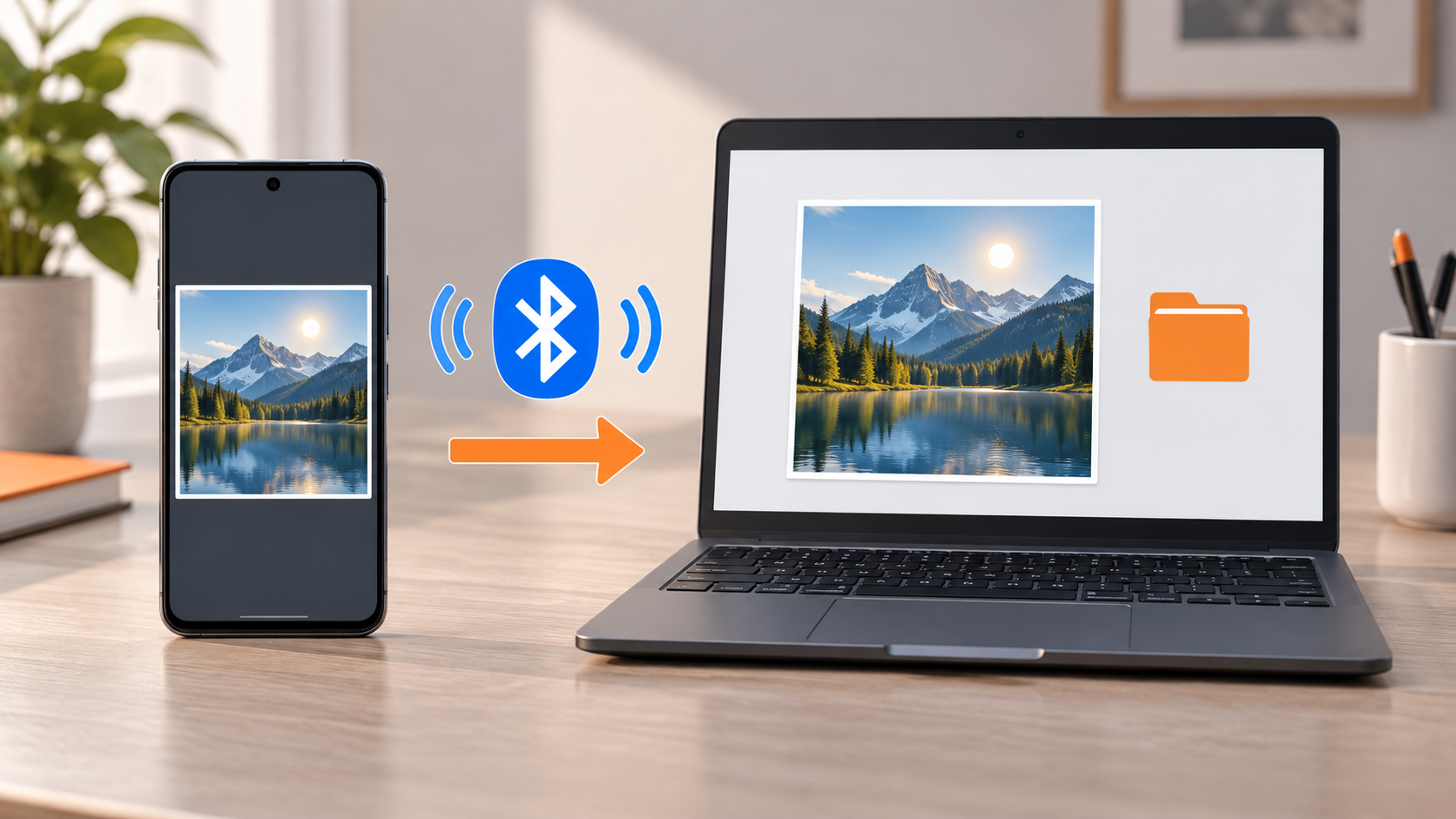 Kuvat Androidista tietokoneelle Bluetoothilla – muista vastaanottotila